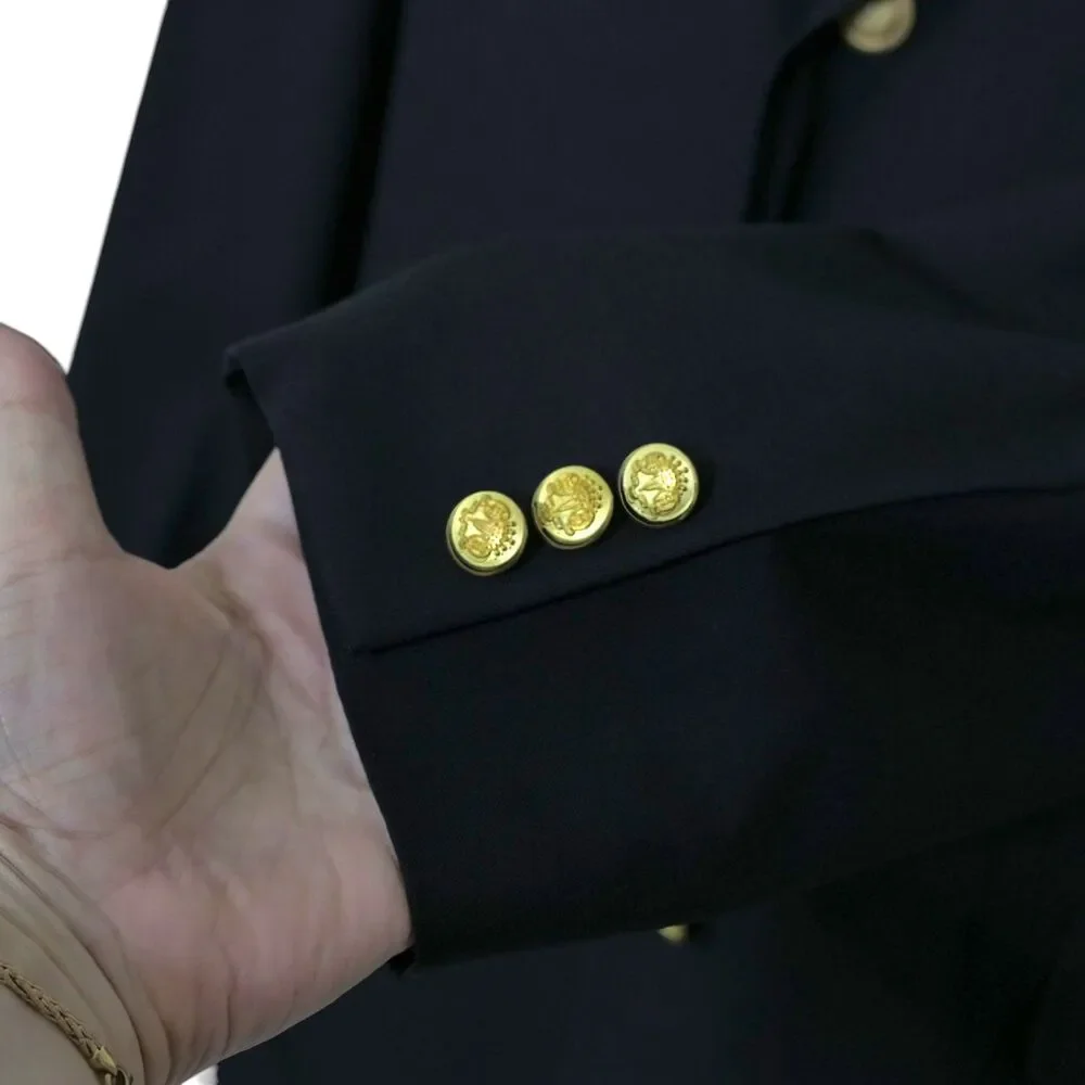 VTG Southwick Sz 42 Blazer Sport Coat Black Gold Buttons Preppy Old Money Office